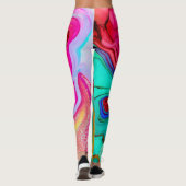 Elegant Pink Blue Marble Abstract Watercolor Leggings (Achterkant)