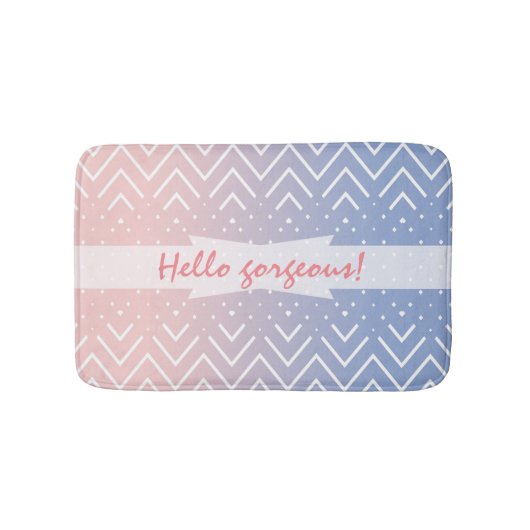 Elegant Pink Blue pastel Chevron Hallo Badmat (Voorkant)