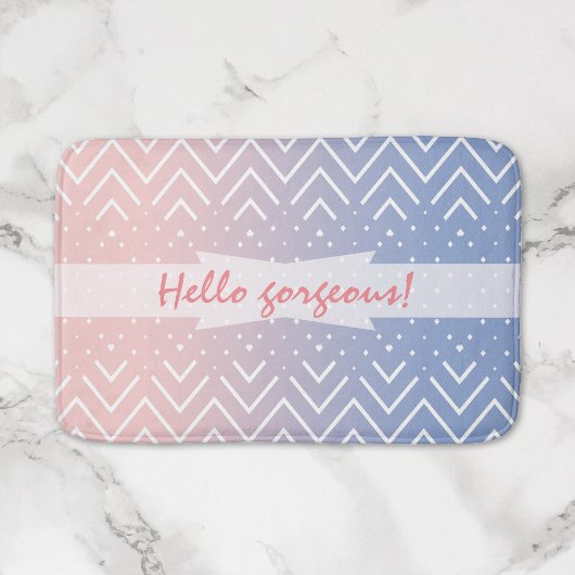Elegant Pink Blue pastel Chevron Hallo Badmat