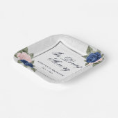 Elegant Pink Blue Silver Floral Memorial Funeral Papieren Bordje (Gebogen)