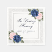 Elegant Pink Blue Silver Floral Memorial Funeral Servet (Voorkant)