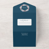 Elegant Pink Blue Waterverf Floral Wedding All In One Uitnodiging (Buitenkant)