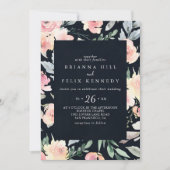 Elegant Pink Blush Floral Geometric Casual Wedding Kaart (Voorkant)