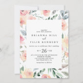 Elegant Pink Blush Floral Geometric Casual Wedding Kaart (Voorkant)