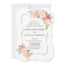 Elegant Pink Blush Floral Gold Lijst Weddenschap