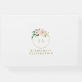 Elegant Pink Blush Floral Gold Retirement Party Gastenboek (Achterkant)