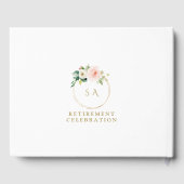 Elegant Pink Blush Floral Gold Retirement Party Gastenboek (Achterkant)