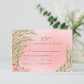 Elegant Pink Blush Floral Greenery Waterverf RSVP (Staand voorkant)