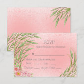 Elegant Pink Blush Floral Greenery Waterverf RSVP (Voorkant / Achterkant)