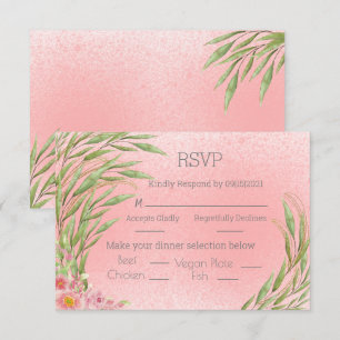 Elegant Pink Blush Floral Greenery Waterverf RSVP