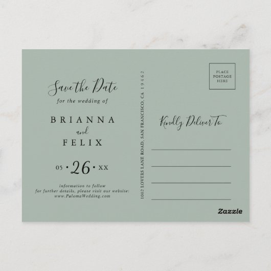 Elegant Pink Blush Floral Save the Date Briefkaart (Achterkant)