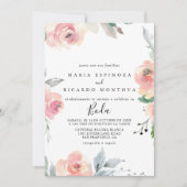 Elegant Pink Blush Floral Spain Wedding Kaart (Voorkant)