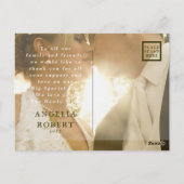 Elegant Pink Blush Floral Weddenschap Foto Dank je Briefkaart (Achterkant)