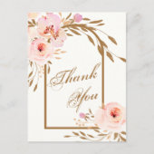 Elegant Pink Blush Floral Weddenschap Foto Dank je Briefkaart (Voorkant)