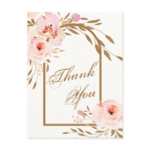 Elegant Pink Blush Floral Weddenschap Foto Dank je