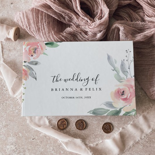 Elegant Pink Blush Floral Wedding Gastenboek
