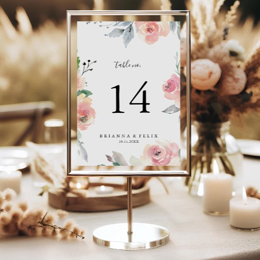 Elegant Pink Blush Floral Wedding Kaart
