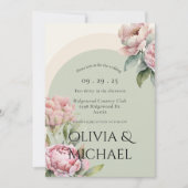 Elegant Pink Blush Floral Wedding Kaart (Voorkant)