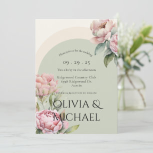 Elegant Pink Blush Floral Wedding Kaart
