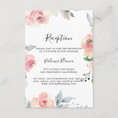 Elegant Pink Blush Floral Wedding Reception Informatiekaartje (Voorkant)