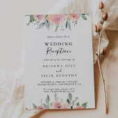 Elegant Pink Blush Floral Wedding Reception Kaart