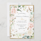 Elegant Pink Blush Floral Wedding Uitnodiging (Voorkant)