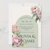 Elegant Pink Blush Floral Wedding Uitnodiging (Voorkant)