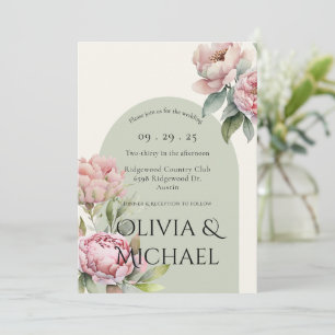 Elegant Pink Blush Floral Wedding Uitnodiging