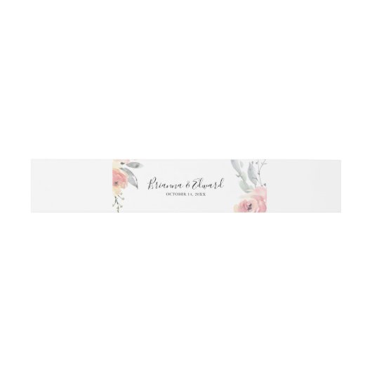 Elegant Pink Blush Floral Wedding Uitnodiging Uitnodigingen Wikkel (Vlak)