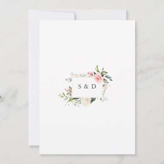Elegant Pink Blush Flowers Gold Lijst Weddenschap Kaart (Achterkant)