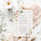Elegant Pink Blush Flowers Gold Lijst Weddenschap Kaart