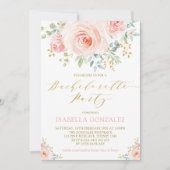 Elegant Pink Blush Gold Floral Bachelorette Party Kaart (Voorkant)