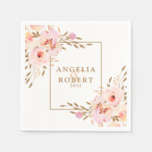 Elegant Pink Blush Gold Floral Weddenschap Servet (Voorkant)