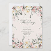 Elegant Pink Blush Ivory Floral Wedding Kaart (Voorkant)