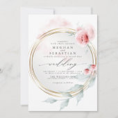 Elegant Pink Blush Peony Wedding Kaart (Voorkant)