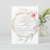 Elegant Pink Blush Peony Wedding Kaart (Staand voorkant)