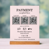 Elegant Pink Blush QR Code Betaling Acryl Bord (Neutraal)