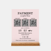 Elegant Pink Blush QR Code Betaling Acryl Bord (Voorkant)