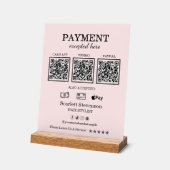 Elegant Pink Blush QR Code Betaling Acryl Bord (Hoek)