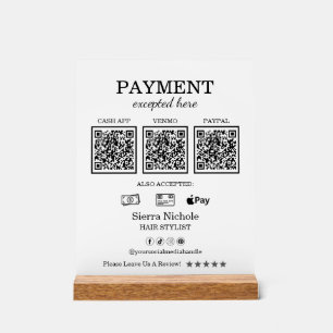 Elegant Pink Blush QR Code Betaling Acryl Bord