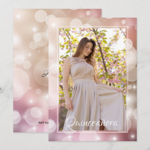 Elegant Pink Blush Quinceañera Foto van Birthday Kaart