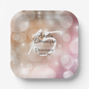 Elegant Pink Blush Quinceañera Papieren Bordje