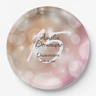 Elegant Pink Blush Quinceañera Papieren Bordje