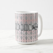 Elegant Pink Blush Silver Harlequin Koffiemok (Voorkant rechts)