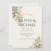 Elegant Pink Blush Waterverf Floral Wedding Kaart (Voorkant)