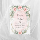 Elegant Pink Blush Waterverf Rozen Weddenschap Kaart
