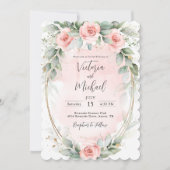 Elegant Pink Blush Waterverf Rozen Weddenschap Kaart (Voorkant)
