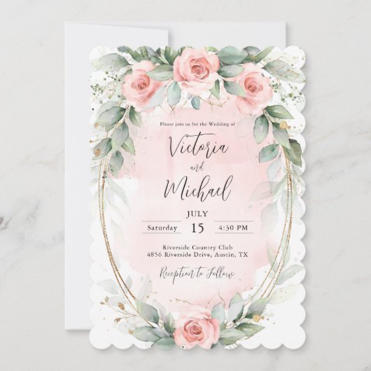 Elegant Pink Blush Waterverf Rozen Weddenschap Kaart (Voorkant)