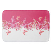 Elegant Pink Botanical Bath Mat  (Voorkant)