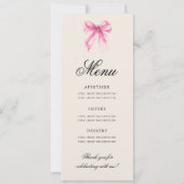 Elegant Pink Bow 16th Birthday Party Program Menu Kaart (Achterkant)